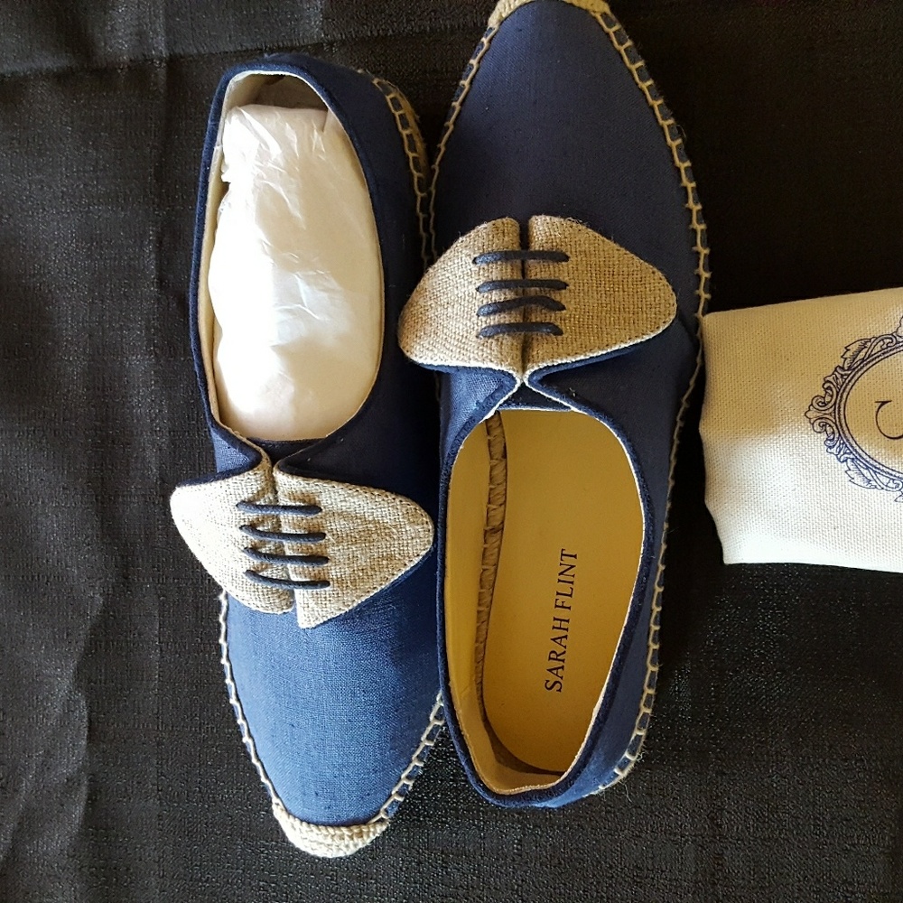 SarahFlint Fabric Espadrilles Dark Denim Blue NWOT